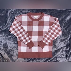 Cynthia Rowley brown and white checkered sweater. Size US: Small
